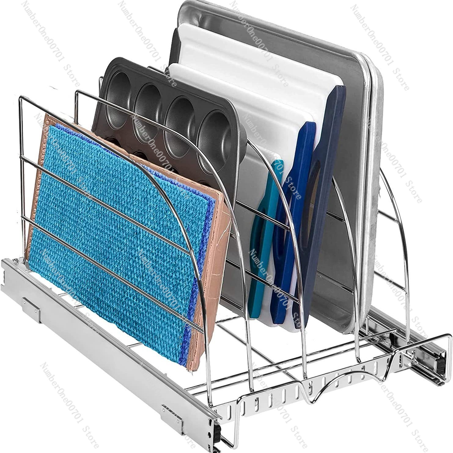 Kitchen Cabinet Baking Sheet Organizer - Slide-Out Kitchen Cabinet Organizer for Baking