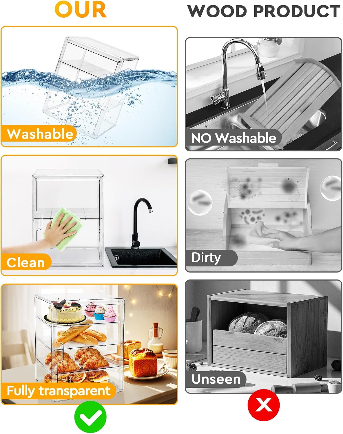 Pastry Display Case,Bread Box  - Kitchen Baking Storage Containers ulasan dan harga