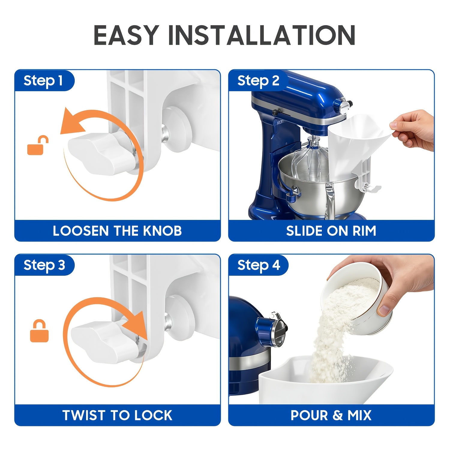 Wide Mouth Flour Funnel Dough  - Kitchen Aid Baking Mixer ulasan dan harga