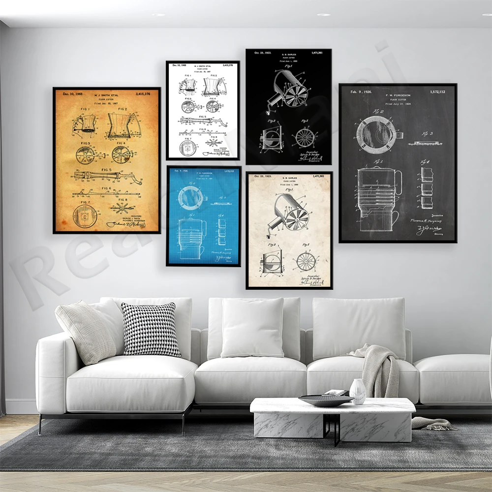 Flour Sieve 1926 Patent Print, - Kitchen Baking Wall Art ulasan dan harga
