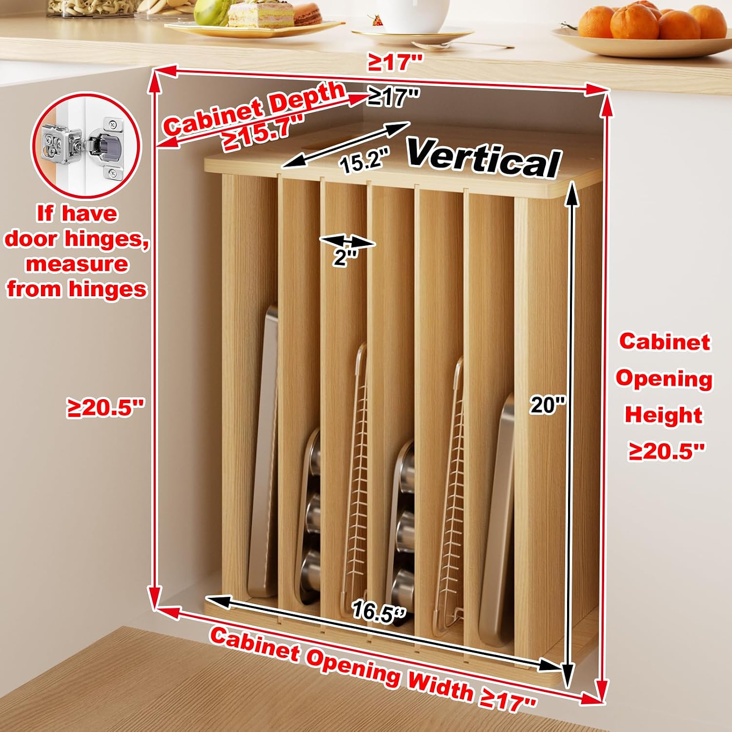 Wooden Bakeware Tray Divider O - Kitchen Cabinet Baking Sheet Organizer ulasan dan harga