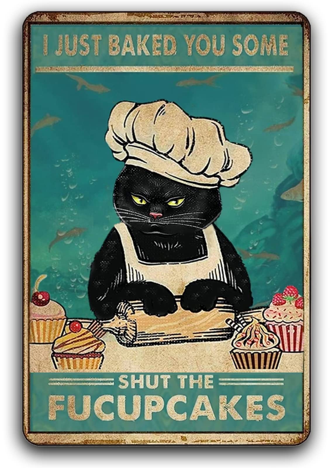 Fmcmly Funny Cat Metal Tin Sig - Kitchen Baking Wall Art ulasan dan harga