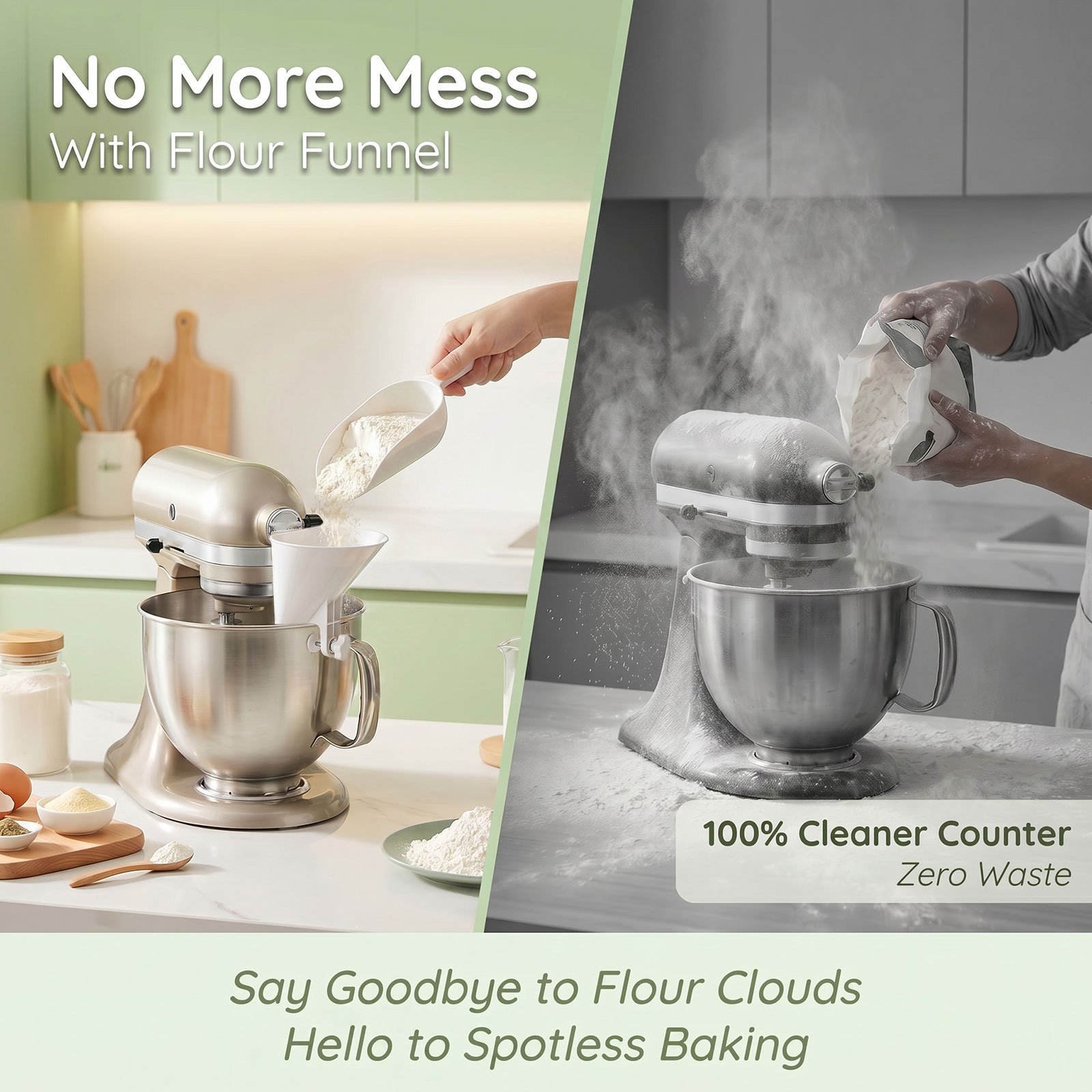 Spill Proof Flour Funnel for 4 - Kitchen Aid Baking Mixer ulasan dan harga