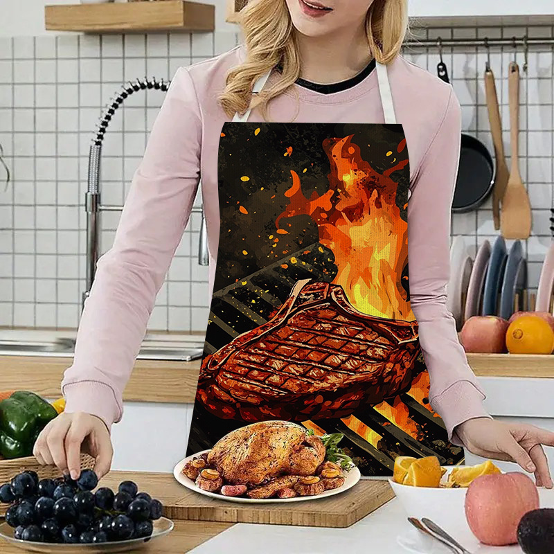 1pc BBQ Steak Apron with Flame - Kitchen Baking Gift Ideas ulasan dan harga