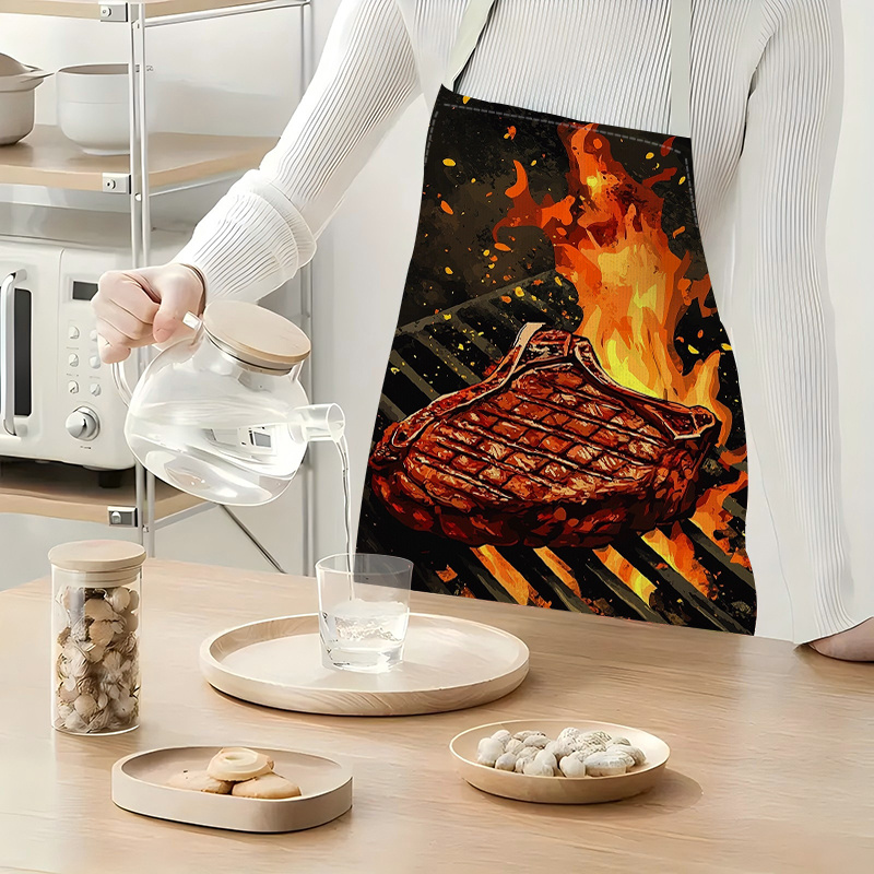 1pc BBQ Steak Apron with Flame - Kitchen Baking Gift Ideas ulasan dan harga