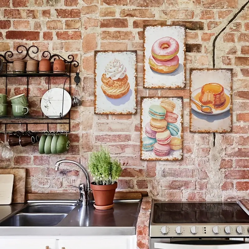 2D Flat, 4pcs Dessert Baking W - Kitchen Baking Wall Art ulasan dan harga