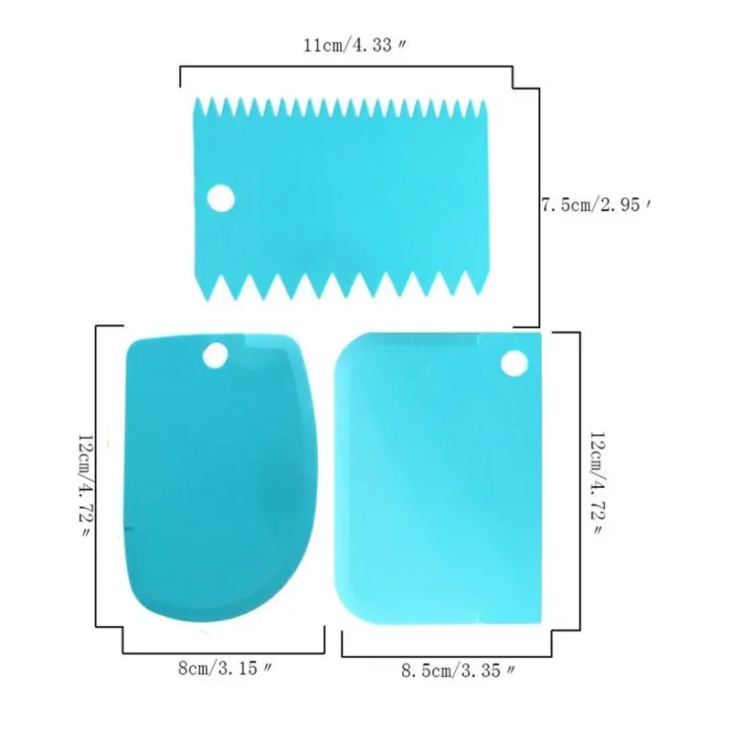 3PCS/Lot Cream Scraper Smoothe - Fondant Smoother Set ulasan dan harga