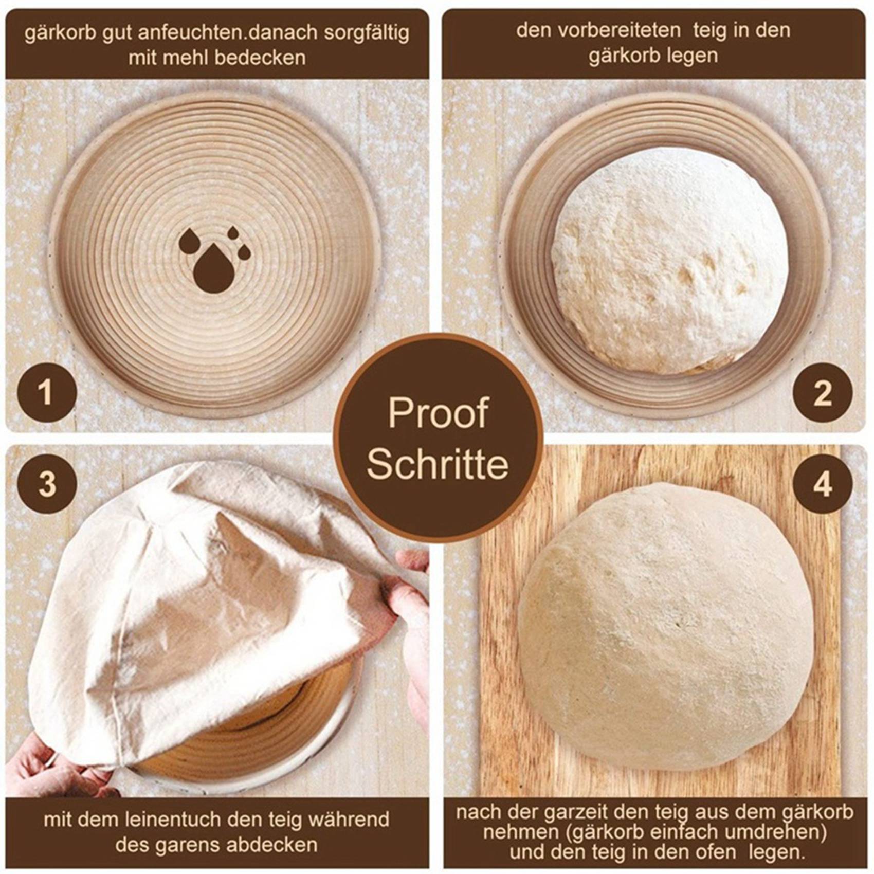 Round Set,4 Yeast Baskets For  - Proofing Basket Banneton ulasan dan harga